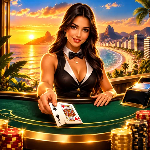 Mesa de blackjack ao vivo com cartas sendo distribuídas pelo dealer