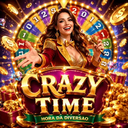 Roda colorida de game show de cassino ao vivo com apresentador ao lado