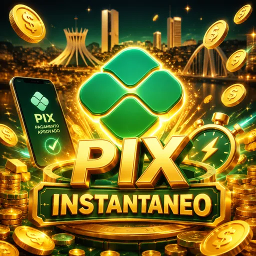 Selo indicando depósito e saque via PIX processados em minutos