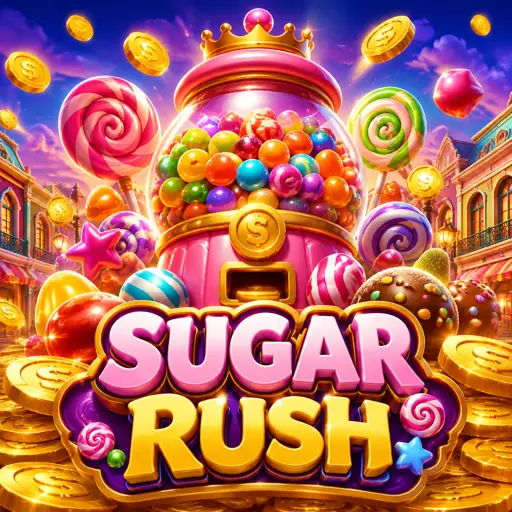 Doces coloridos e multiplicadores no slot Sugar Rush